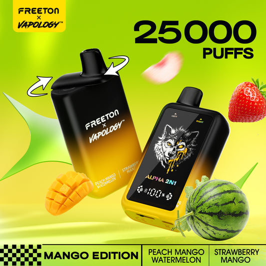 Freeton x Vapology Alpha 2in1 25k - Peach Mango Watermelon + Strawberry Mango