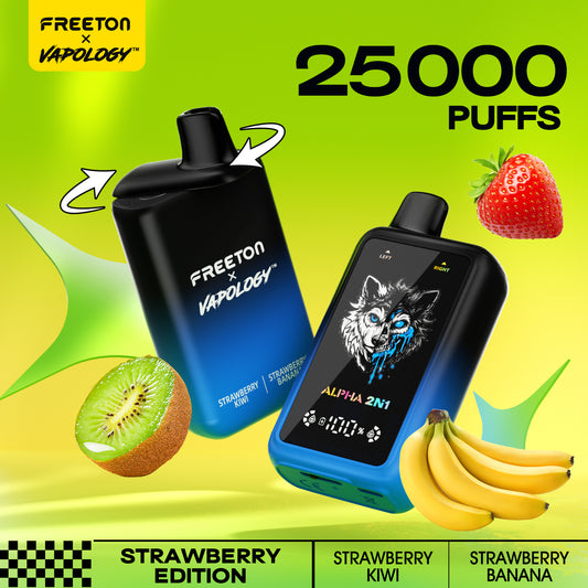 Freeton x Vapology  Alpha 2in1 25k - Strawberry Kiwi + Strawberry Banana