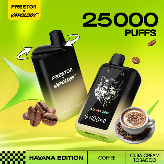 Freeton x Vapology  Alpha 2in1 25k - Cream Tobacco + Coffee