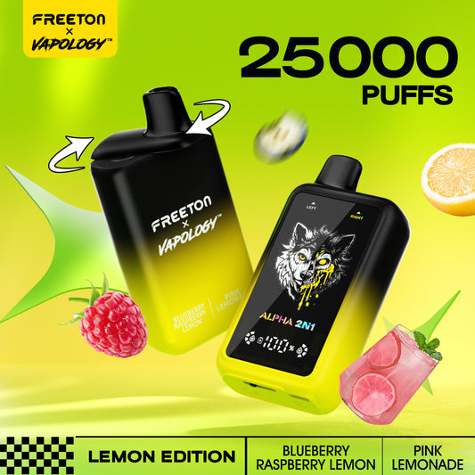 Freeton x Vapology Alpha 2in1 25k - Blueberry Raspberry Lemon + Pink Lemonade