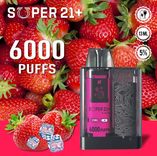 Super 21+ Strawberry ice 6000 Puff 50mg
